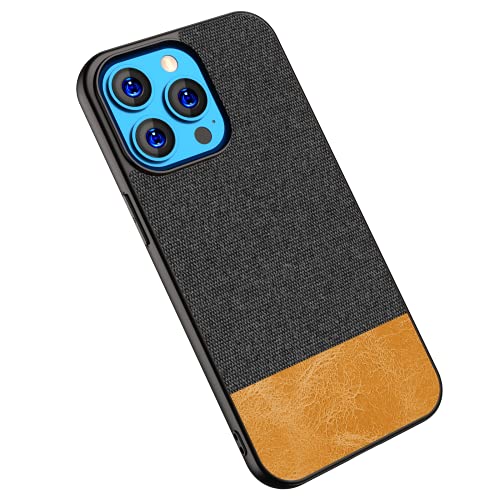 Image of Kapa Soft Fabric & Leather Hybrid Protective Case Cover for Apple iPhone 13 Pro (Black,Brown)