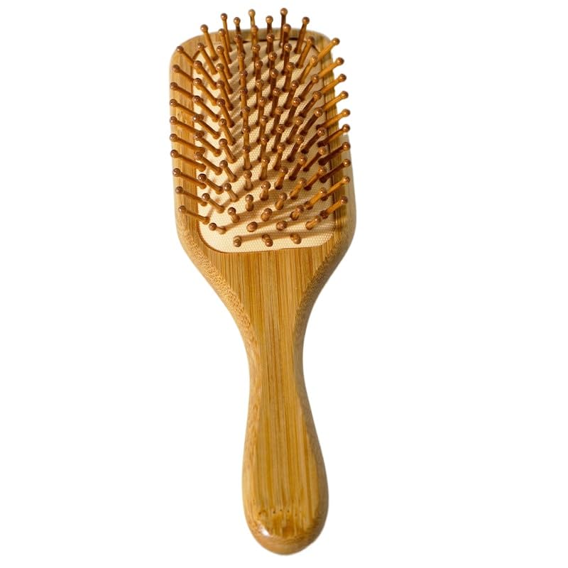Escova de Bambu Almofadada Anti-Estática, Massageadora para Todos os Tipos de