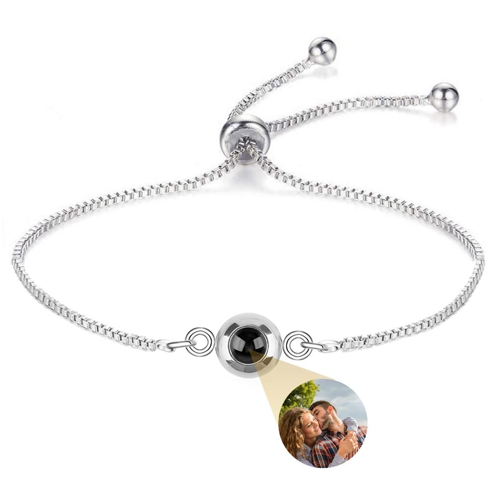 ygmPulsera Circular con Foto para Hombre y Mujer, Brazalete de proyección Personalizado con Foto,pulsera abuela personalizada