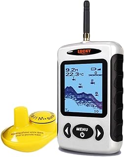 LUCKY Drahtloser Fischfinder Sonarsensor Tragbarer Sonar Fischfinder LCD Display Tiefenmesser zum Angeln Eisfischen Kajakfischen