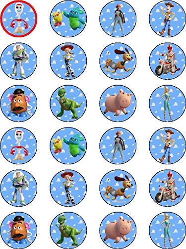 24 Edible Toy Story 4 Cupcake toppers - Toy story cake decorations