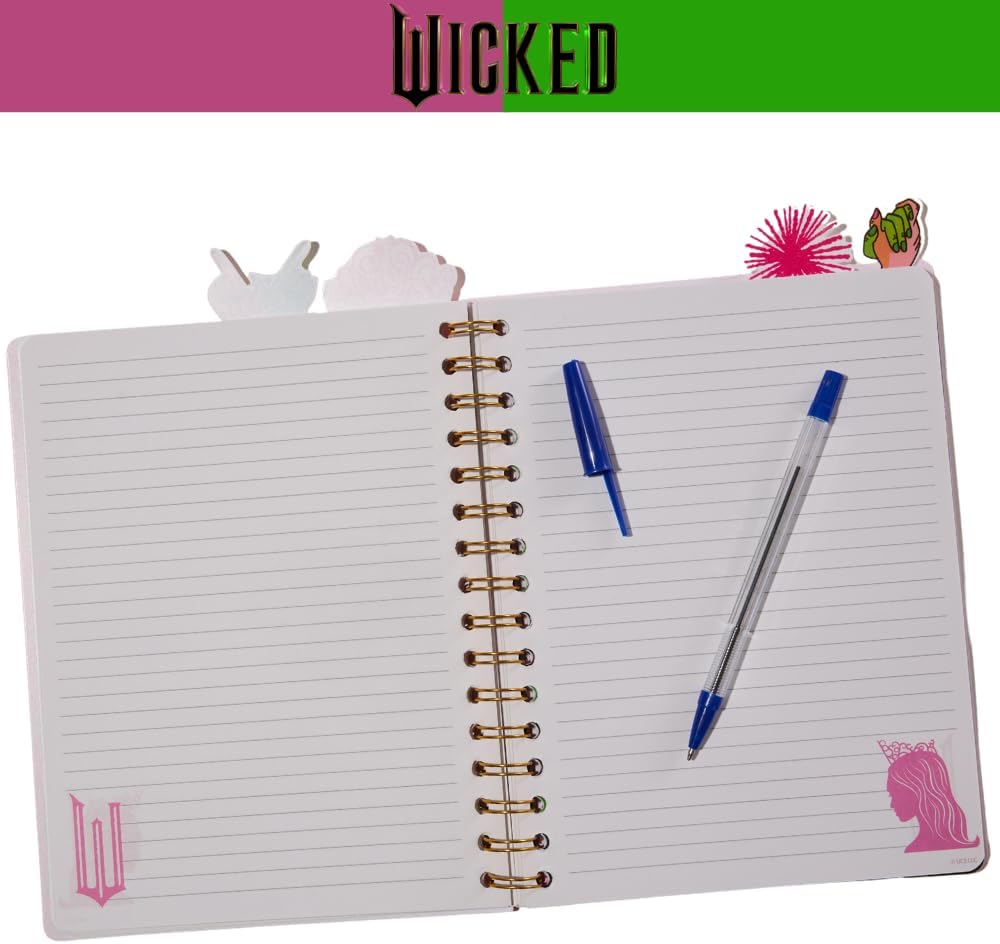 Wicked Tab Journal Notebook, Spiral Bound, 96 Lined Pages, 8 x 7 inches, Glinda