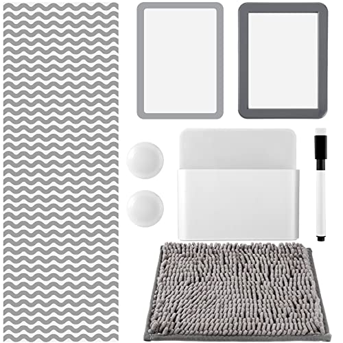 Timgle 8 Pcs Magnetic Locker Set Including Magnetic Wallpaper Mirror Locker Organizer Carpet Whiteboard Dry Erase Marker Accessories for Office School Supplies(Gray,Wavy Style)