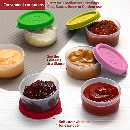 Condiment Cups Containers With Lids- 8 Pk. 1.3 Oz.salad Dressing Container To Go Small Food Storage Containers With Lids- Sauce Cups Leak Proof Reusable Plastic Bpa Free For Lunch Box Picnic Travel #TOP1