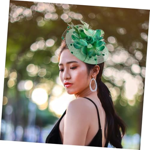 Pinzas Pelo Velo Cómodas con Plumas Verdes Estilo Vintage 5