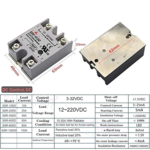 Relais semi-conducteur SSR 10A DC3-32V transformateur tension DC12-220V - 3
