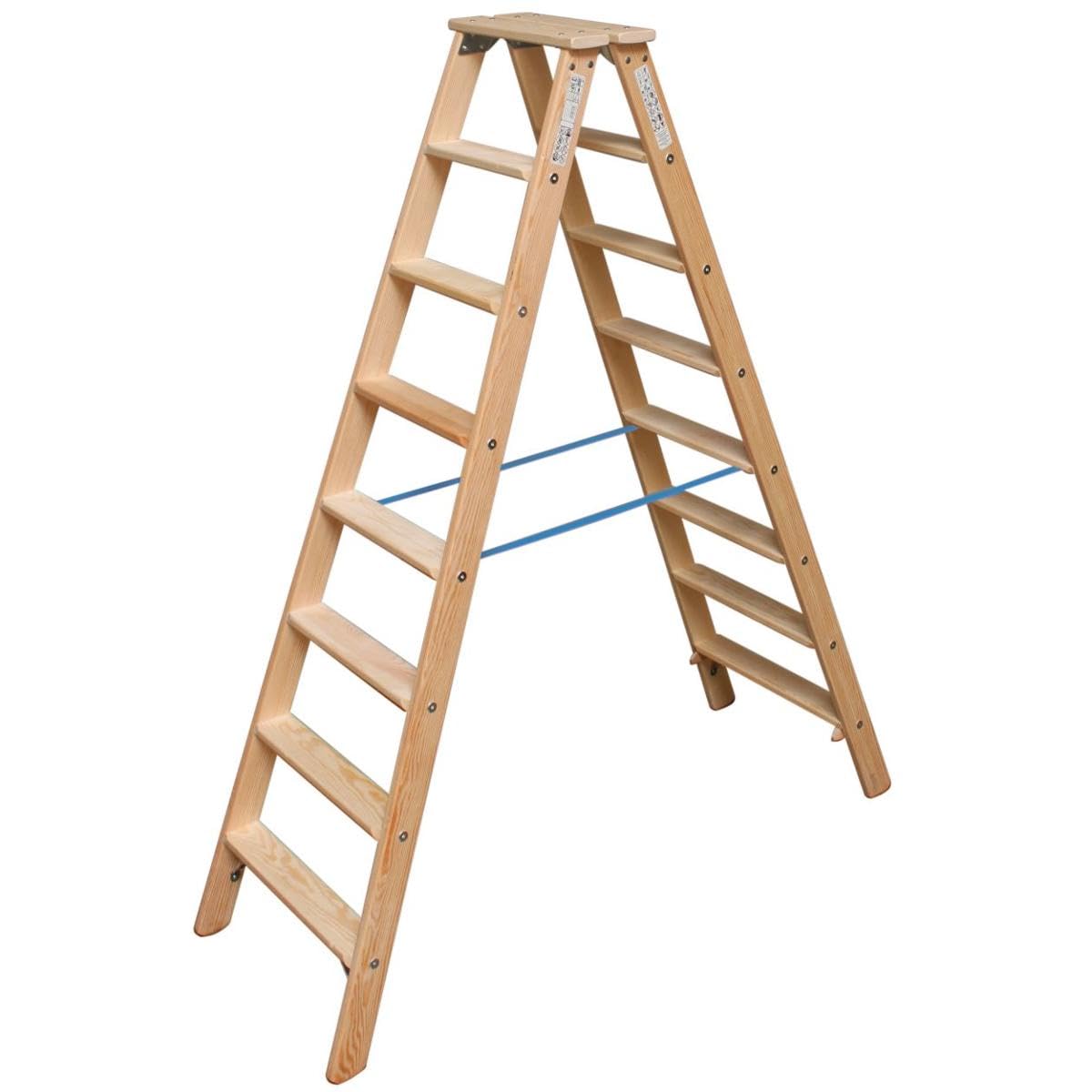 KRAUSE 818454 Stabilo Stufen-Doppelleiter, Holz, 2x8 Stufen