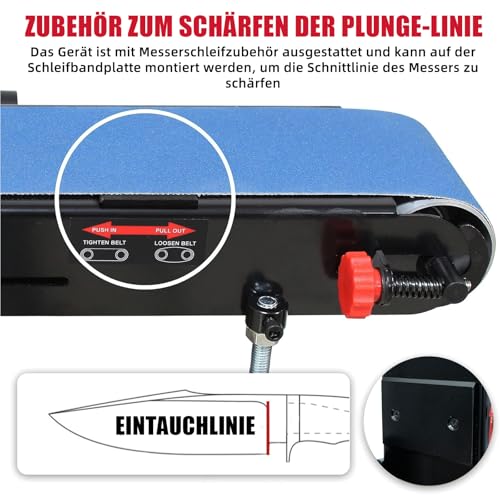 BUCKTOOL 700W VFD-Motor-Bandschleifmaschine, 100 x 914 mm Band und 200 mm Scheibe, 900–3600 U/min, variable Drehzahl Tischschleifmaschine-Kombination