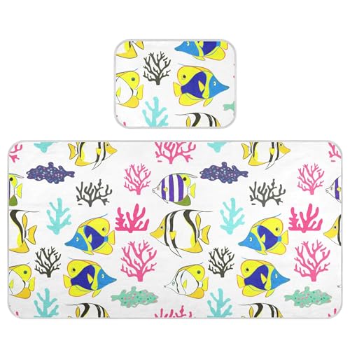 Takiito Fish Coral Baby Cooling Mattress Pad, Soft & Breathable Cooling Mat Keep Baby Cool in Summer 28x52 in, Nursery Essential