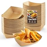 ZORRITA 1 Lb Small Paper Food Trays - 100 Pack Disposable Food Boats, Kraft Food Holders Brown Take Out Serving Baskets for Party Nachos Snacks Tacos Fries