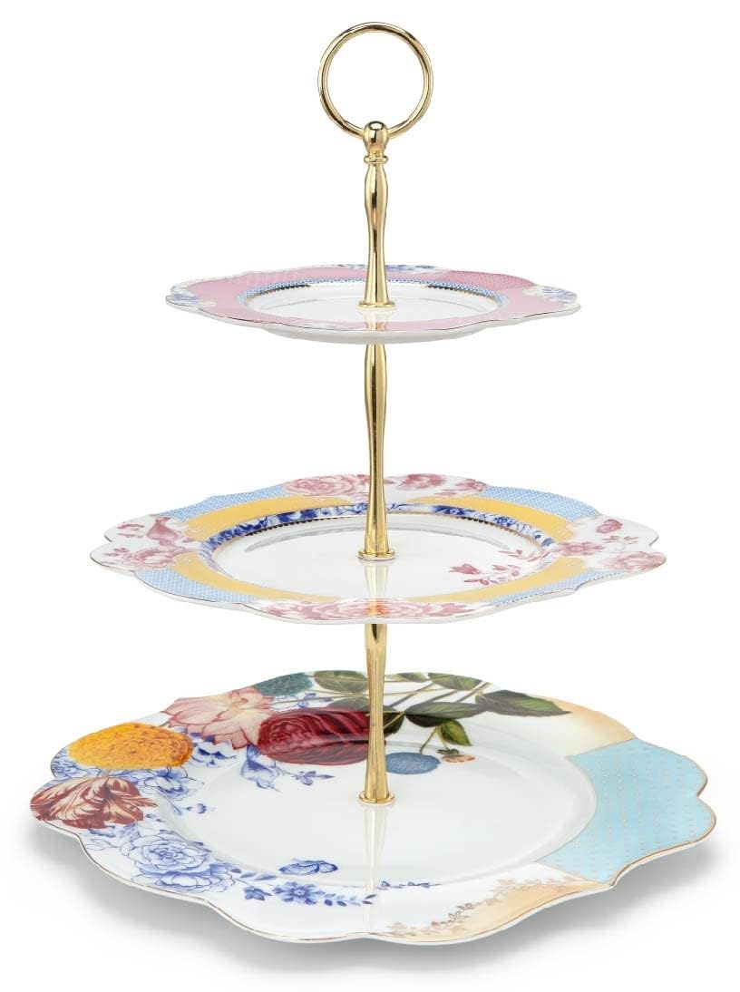 Pip Studio 3-warstwowy stojak na ciasto Royal ALZATA DOLCI 3 PIANI 100% porcelana, wielokolorowy