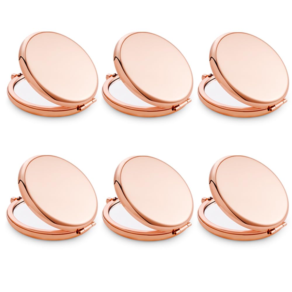 QUSTGO 6-Pack Rose Gold Compact Mirror