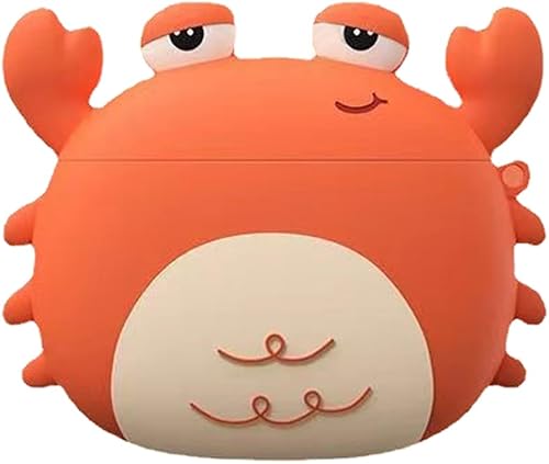 Bonita funda para Airpods ProPro 2 Gen, divertida funda protectora de silicona de cangrejo con llavero antipérdida (funda de cangrejo)