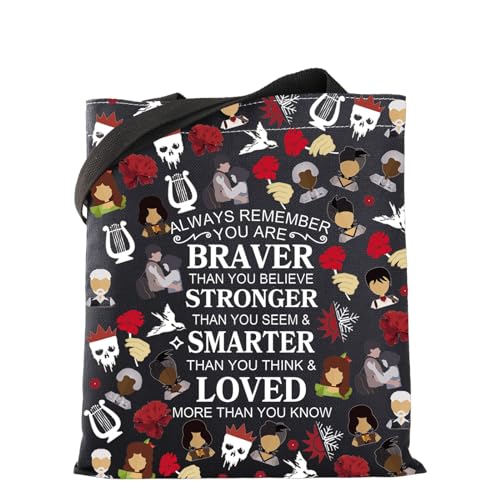 Bolsa Tote Musical Inspirada en Hadestown Roja con Diseño de Carnaciones miniatura 1