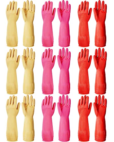 Honeydak 9 Pairs Long Rubber Cleaning Gloves Dishwashing Gloves Rubber Kitchen Gloves For Washing Dishes Reusable Washing Gloves For Cleaning Washing Working Painting #TOP21