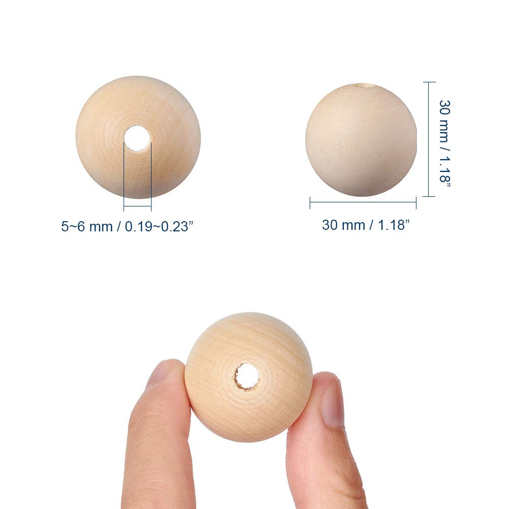 Perle Rotonde in Legno Naturale con Foro Grande 8mm