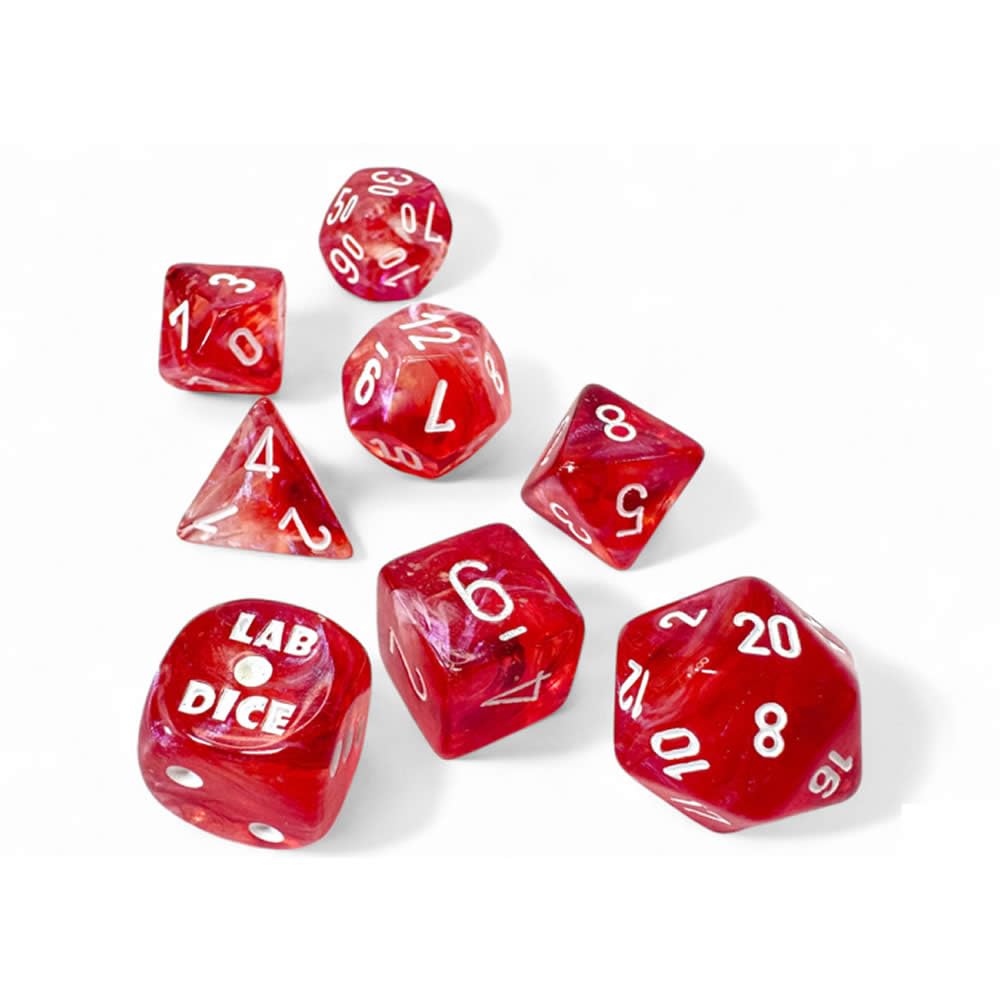 Chessex - Lab Dice 9 - Borealis Polyhedral 7 Dice Set - Luminary Passion/White