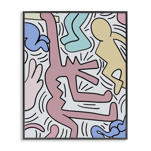 Pop Style Squiggle People Portrait, 16 x 20 Inch Framed Giclée Print