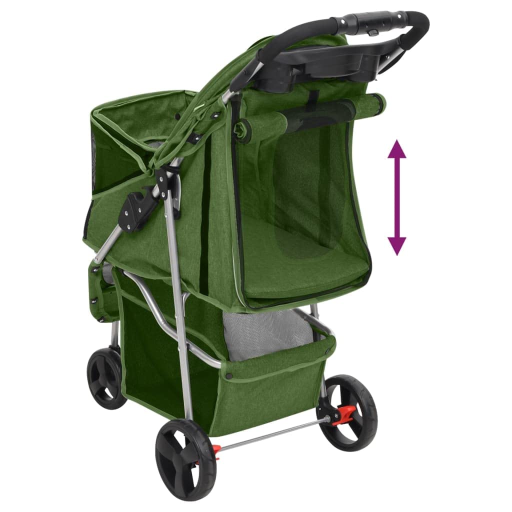 Wózek dla psów, składany, zielony, z tkaniny Oxford 300D, 80 x 46 x 98 cm, składany i lekki, z oddychającą siatką, bezpieczny wózek transportowy dla psów, kotów, szczeniąt, wędrówek