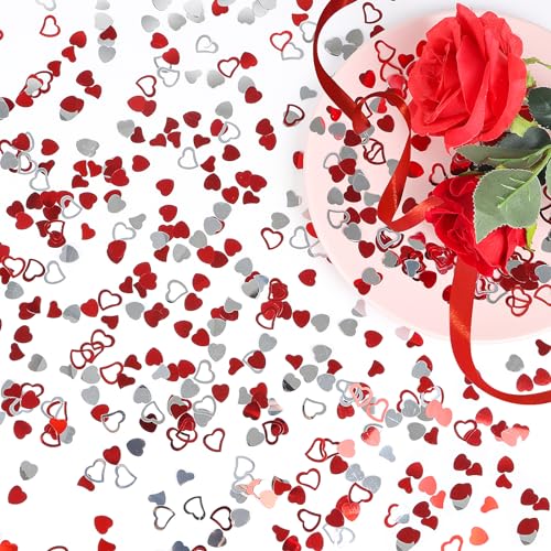 Image of FOIMAS Heart Table Confetti,2.1oz Valentine's Day Metallic Foil Heart Confetti Sequin for Valentine's Day Wedding Bridal Shower Birthday Party Decoration Supply