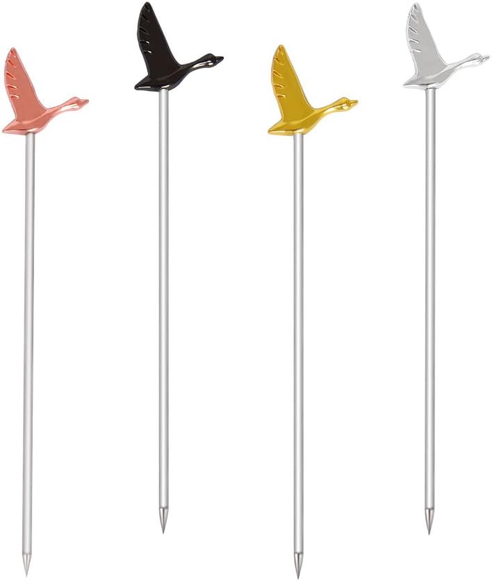 Stainless Steel Martini Cocktail Picks for Fruit,Cocktail,Party，Wedding - Set of 4 - Multicolor Goose