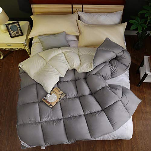 BEDSETS King Size 13.5 TOG - Edredón De Plumas Y Plumón De Ganso Blanco - Tejido 100% Algodón A Prueba De ácaros Y Plumón - Cosido En Caja - Edredón De Invierno Anti Alérgeno (Gris,180x220cm3kg)