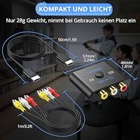 CAMWAY RCA auf HDMI Adapter, 16:9/4:3 Konvertierung 1080P Composite Cinch Video Audio Konverter mit 50CM HDMI Kabel und 1M AV Kabel, AV zu HDMI Adapter Unterstützt PAL/NTSC für Wii/PS1/PS2/N64/DVD/VCR – Ansicht 5