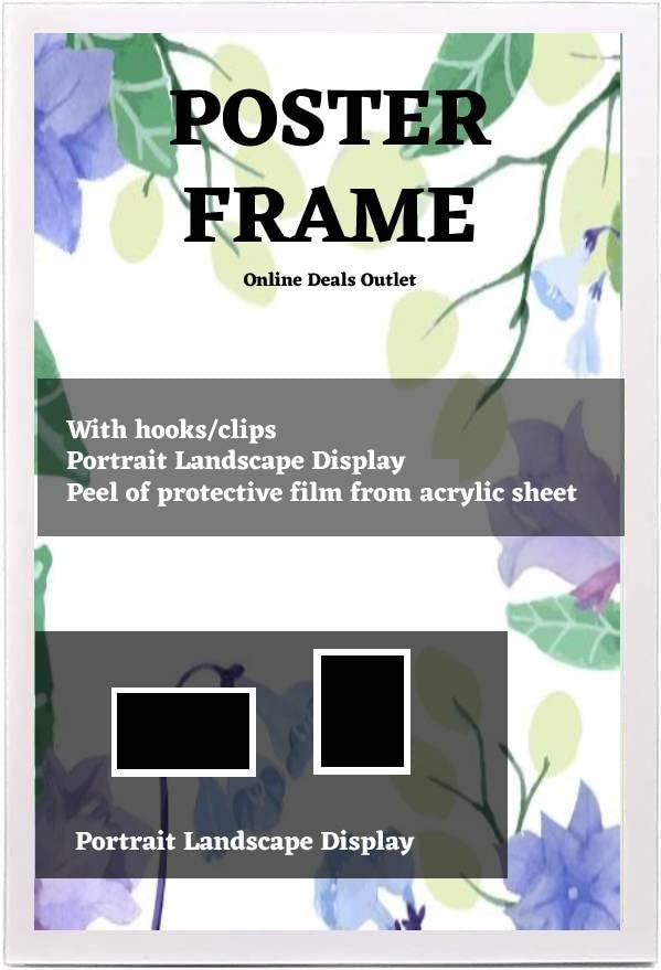 Online Deals pack of 2 MDF Poster Frame A3 (29.70 x 41.90 CM) No Mount Included for Travel Prints, Aesthetic Wall Décor & Map Posters, Elegant MDF Build, Secure Mounting Hooks [ White ]