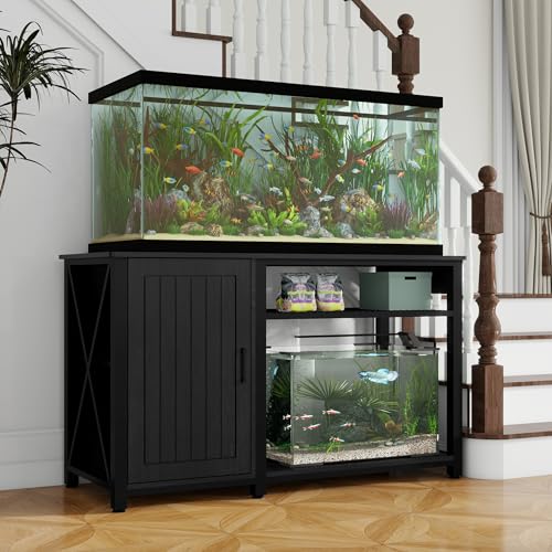 55-75 Gallon Fish Stand with Power Outlets,Heavy Duty Aquarium Stand Cabinet for Fish Tank Accessories Storage,Metal Fish Tank Stand Suitable for Turtle Tank, Reptile Terrarium,860lbs Capacity