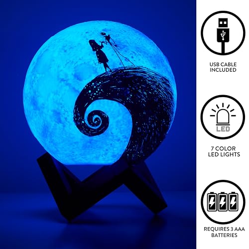 The Nightmare Before Christmas Spiral Hill LED Mood Light, Color Changing Decorative Lamp Featuring Jack Skellington,Battery Operated Tabletop Light by Idea Nuova - Image 3