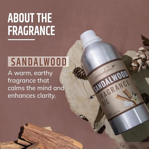 Image of Aromahpure Sandalwood Aroma Oil | 1 Liter Undiluted & Natural | Long-Lasting Scent for Aromatherapy, Candle & Soap Making, Diffusers, Room Freshener, Humidifier, Bathroom Revitalizer & Home Essentials