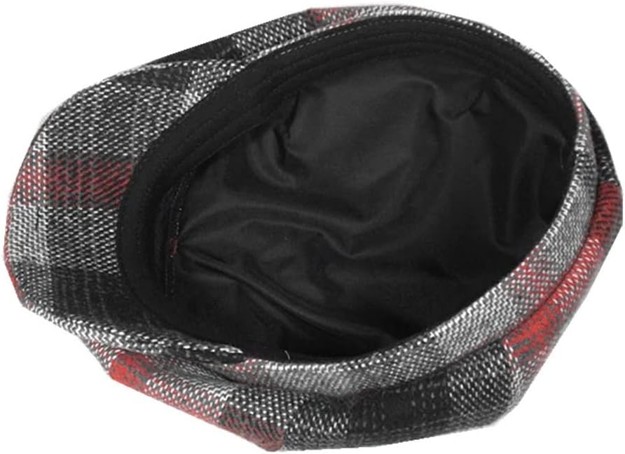 VIDI Newsboy Hat Wool Men and Women Octagonal Tweed Panel Plaid Retro Flat Beret