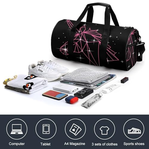 Sac de sport licorne géométrique 45x23cm pour gym et voyage