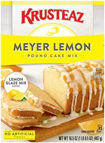 Krusteaz Meyer Lemon Pound Cake Mix with Lemon Glaze Mix, 16.5-Ounce Box (Pack of 3)