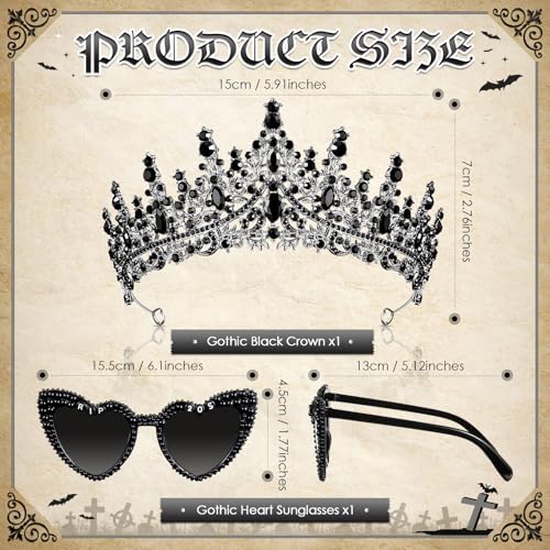 2 Pcs Rip 20s Dirty 30 Birthday Party Decor Accessories for Women, 30th Birthday Crown Tiara and Heart Sunglasses(Rip 20s)3