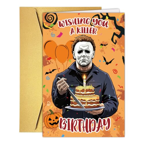 GVMGVM Funny Killer Horror Halloween Birthday Card for Him