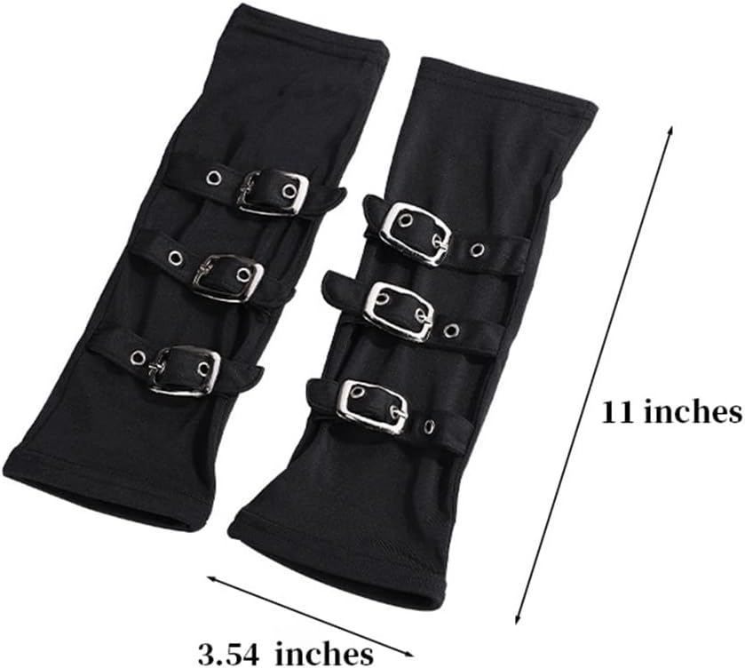 Goth Arm Warmers Fingerless Gloves for Women Gothic Steampunk Accessories Black Arm Sleeves