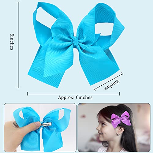 20 Pcs 6 Inches Hair Bows Clips,Boutique Grosgrain Ribbon Big Hair Bow,Hair Barrettes Hair Accessories With Alligator Clips,Alligator Hair Clips For Baby Girls Toddlers Teens Kids 20 Colors #TOP2
