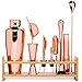 Jillmo Pro Martini Bartender Kit Copper Coated Rose Gold Stainless Steel Bar Set with Bamboo Stand - 19 oz Parisian Gold Cocktail Shaker with Bar Accessories