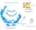 Flyloons 10th Blue White Happy Birthday Decoration for Girls Kids Boys with Blue Happy Birthday banner, White,Blue Pastel Balloons, Glue dots,Arch Tape for Balloons birthday decoration items for room… gallery image
