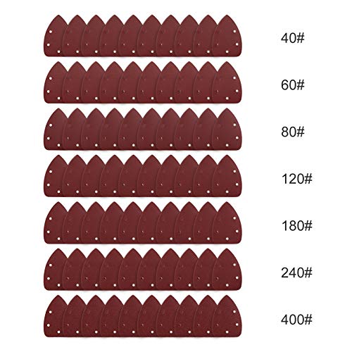Miady 140Mm Mouse Detail Sander Sandpaper Sander Pads, 40 60 80 120 180 240 400 Assorted Grits Mouse Sandpaper - Pack Of 70 #TOP1