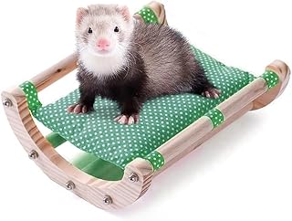 Ferrets Bassinet Bed Toys Hammock with Natural Wood Stand Small Animal Hide Out Sleeping Bed for Rabbit,Guinea Pigs,Hamster,Hedgehog,Piggies Chinchilla Rat,Kitten,Bearded Dragon (Green)