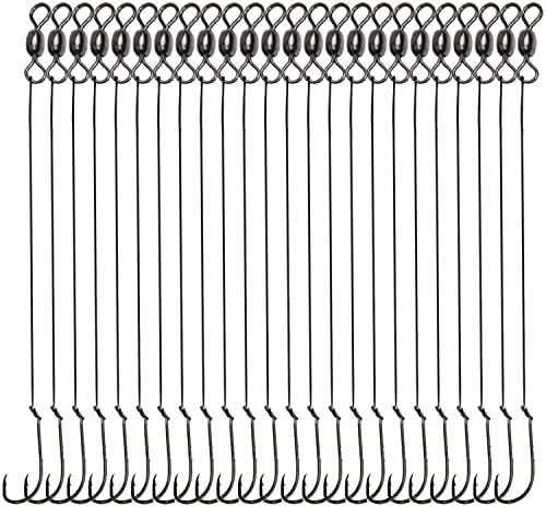 Baitholder Snelled Hook Leader Rig, 24pcs Fishing Wire Leader Rigs with Baitholder Snelled Hooks Rolling Swivel Bottom Fishing Rig for Saltwater Freshwater Fishing