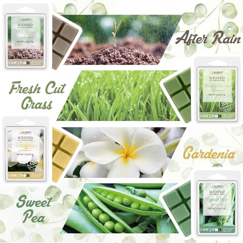 Salubrito Spring Scented Wax Melts, Strong Scented Soy Wax Cubes - Rain, Fresh Cut Grass, Ocean Breeze, Sweet Pea, Rose Geranium, Gardenias, Freesia, Bamboo, Variety Gift Set, 8x2.5oz - Image 4