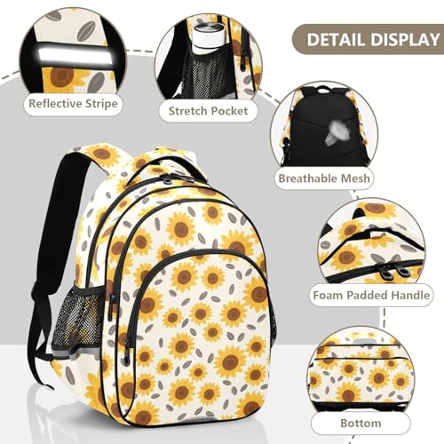 Backpacks for Kids Sunflower Beige Yellow Schoolbag Elementary School Backpack Students Bookbag4