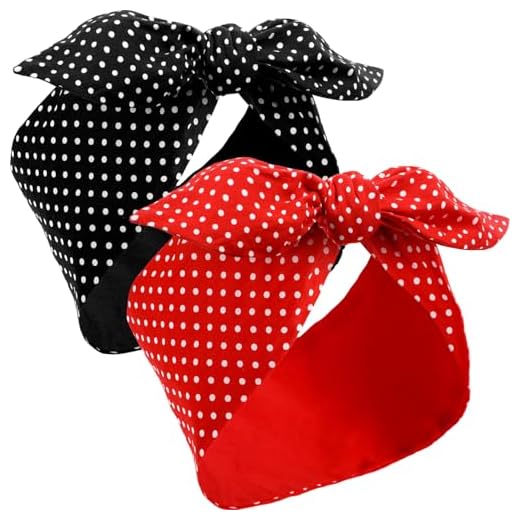 2 Piezas Diadema de Lunares Rojos Diadema Retro para Mujeres Niñas Diadema de Alambre con Estampado Vintage de Algodón
