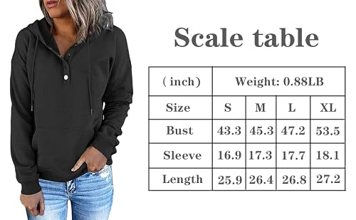 Fadtop Women's Hoodie Drawstring Head Jumper Sweatshirt Polo Shirt Casual Solid Color Long Sleeves Black-L #TOP4