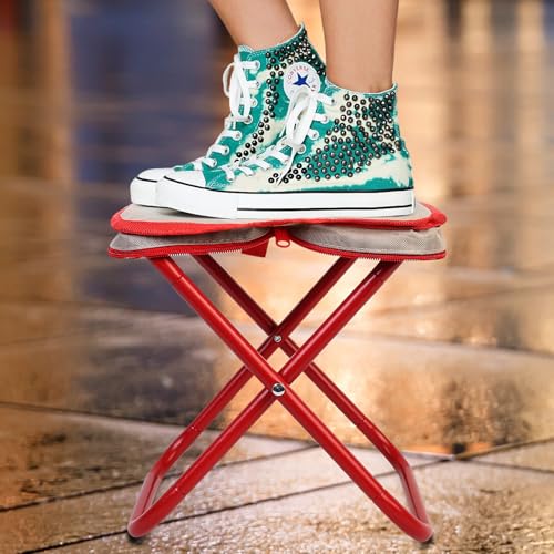 Campinghocker Faltbarer Camping Hocker Tragbarer Klapphocker, 25 cm Höhe Mini Sitzhocker Klappbarer, Kleiner Leicht Falthocker Stool Campingstuhl für Reisen Outdoor Wandern Garten Strand Angelhocker – Bild 3