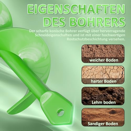 ZENIX 50mm × 800mm Gartenbohrer Erdbohrer - spiral drill for drill machines & cordless hand drills for gardening, planting & spiral-like drilling operations.