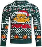 Nickelodeon Men's Ugly Christmas Sweatshirt - Garfield Long Sleeve Ugly Christmas Sweater for Holiday Parties (Sizes: S-XL), Size Medium, Garfield Dark Green